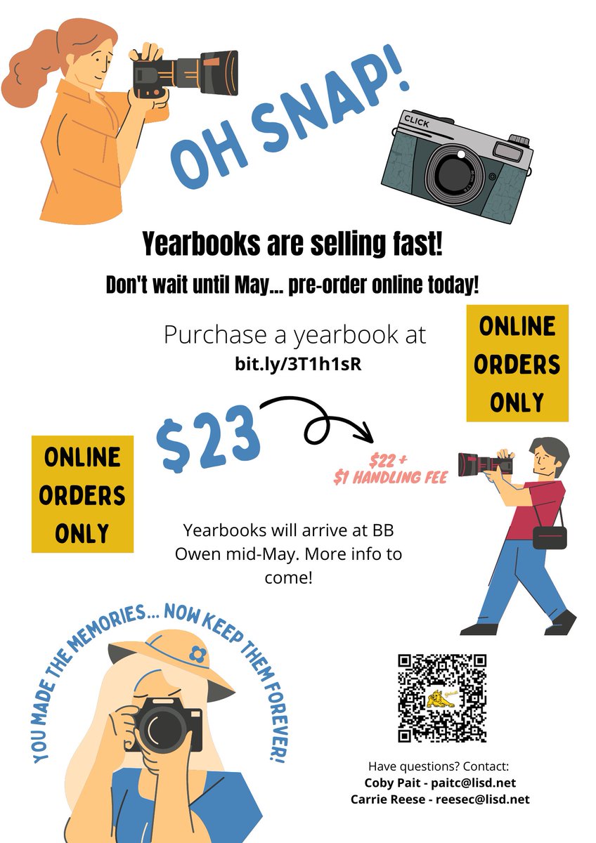 cobypait1216's tweet photo. @bbo_reese and I are thrilled to announce that the BB Owen 2022-23 Yearbook design is complete! We can't wait for you to see it! But yearbooks are going fast... don't wait, pre-order today! 22 books left!
https://t.co/6vt78pAPpg @BBOwenES #bbopride https://t.co/if1DIKecni