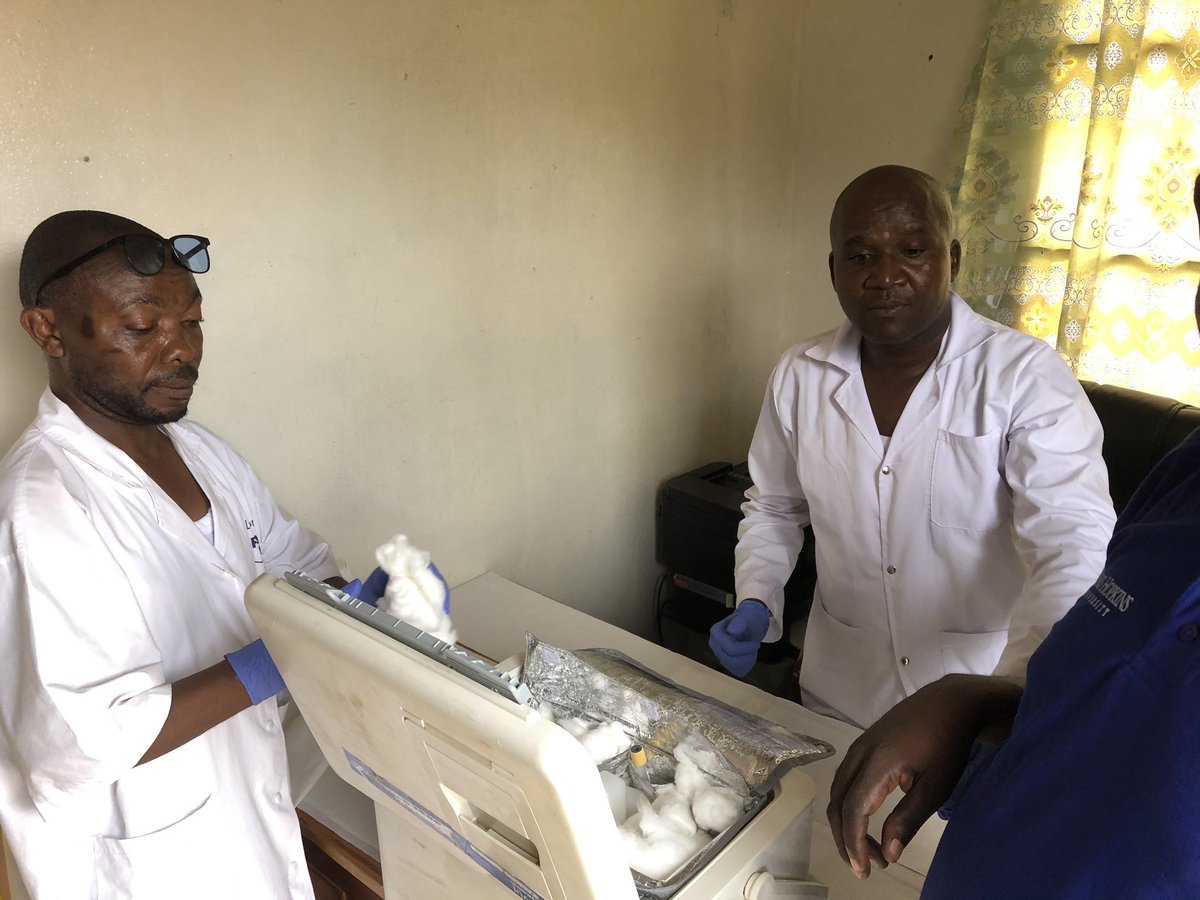 MusoleBugeme's tweet photo. @espoir_bwenge @JHIDDynamics @LSHTM_EHG First batch of serosurvey samples received at the study lab #Lab team with Baron and Moise.@PseudoClo @Ymax @espoir_bwenge @andrewazman https://t.co/jRh9cKvR9F