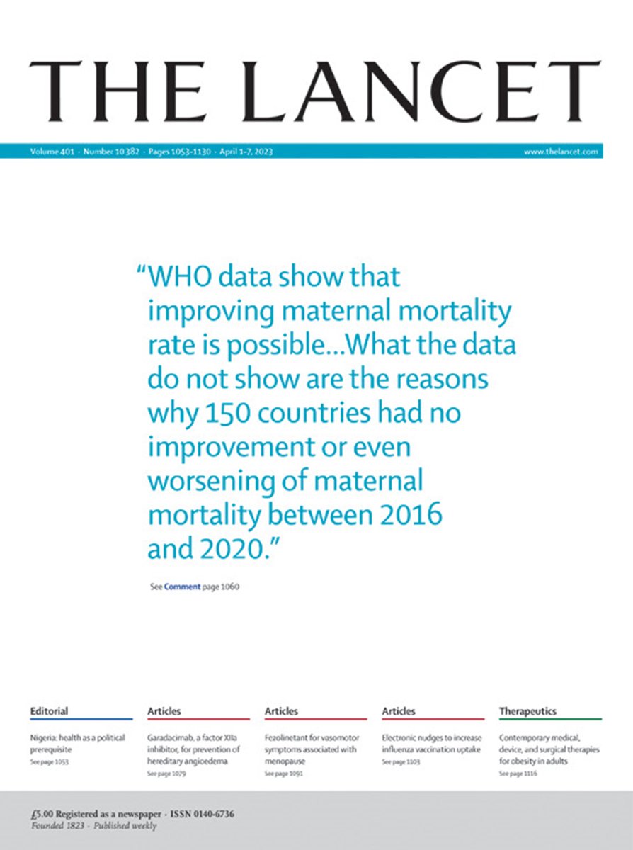 Overarching issues—poverty, a stretched health workforce, structural racism—continue to determine whether mothers live or die.

On the cover, a Comment explores a new report indicating progress in reducing maternal mortality has faltered. hubs.li/Q01JM-Jh0