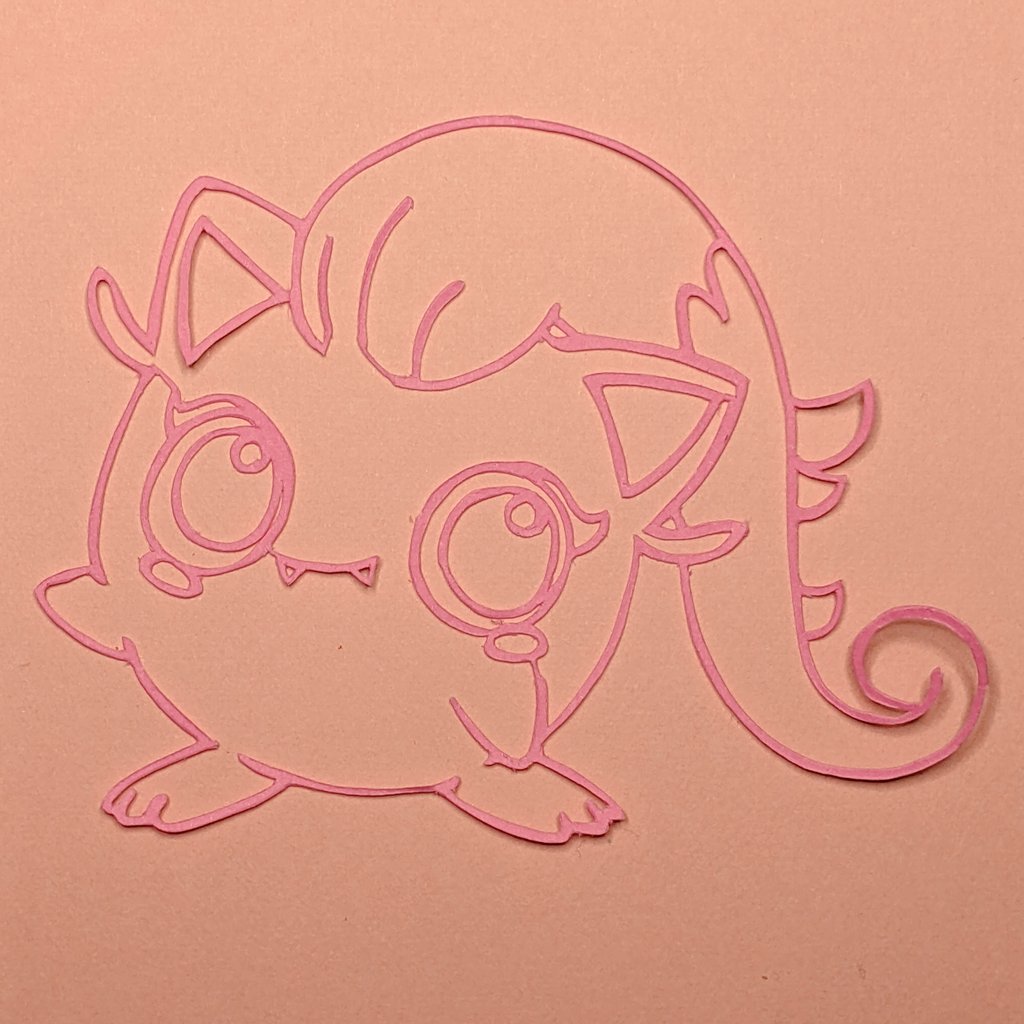 kositapon_kirie's tweet image. No.985 サケブシッポ
 #こしぽんの切り絵でポン  #サケブシッポ  #ScreamTail  #ポケモンSV