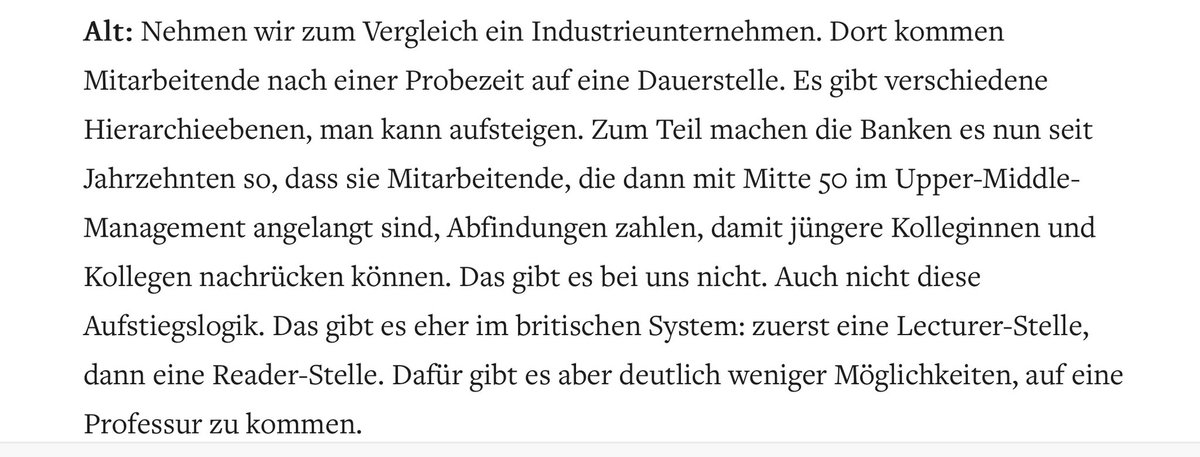 Danke, <a href="/PeterAndreAlt16/">Peter-André Alt</a> <a href="/HRK_aktuell/">Hochschulrektorenkonferenz (HRK)</a>! Das sind exakt die Argumente für #Dauerstellen 💁🏻‍♂️ Warum soll,was in der Industrie und Academia UK geht, nicht im deutschen Wissenschaftssystem funktionieren? welt.de/kultur/article… #IchBinHanna #WissZeitVG #ProfsFürHanna #IchBinReyhan