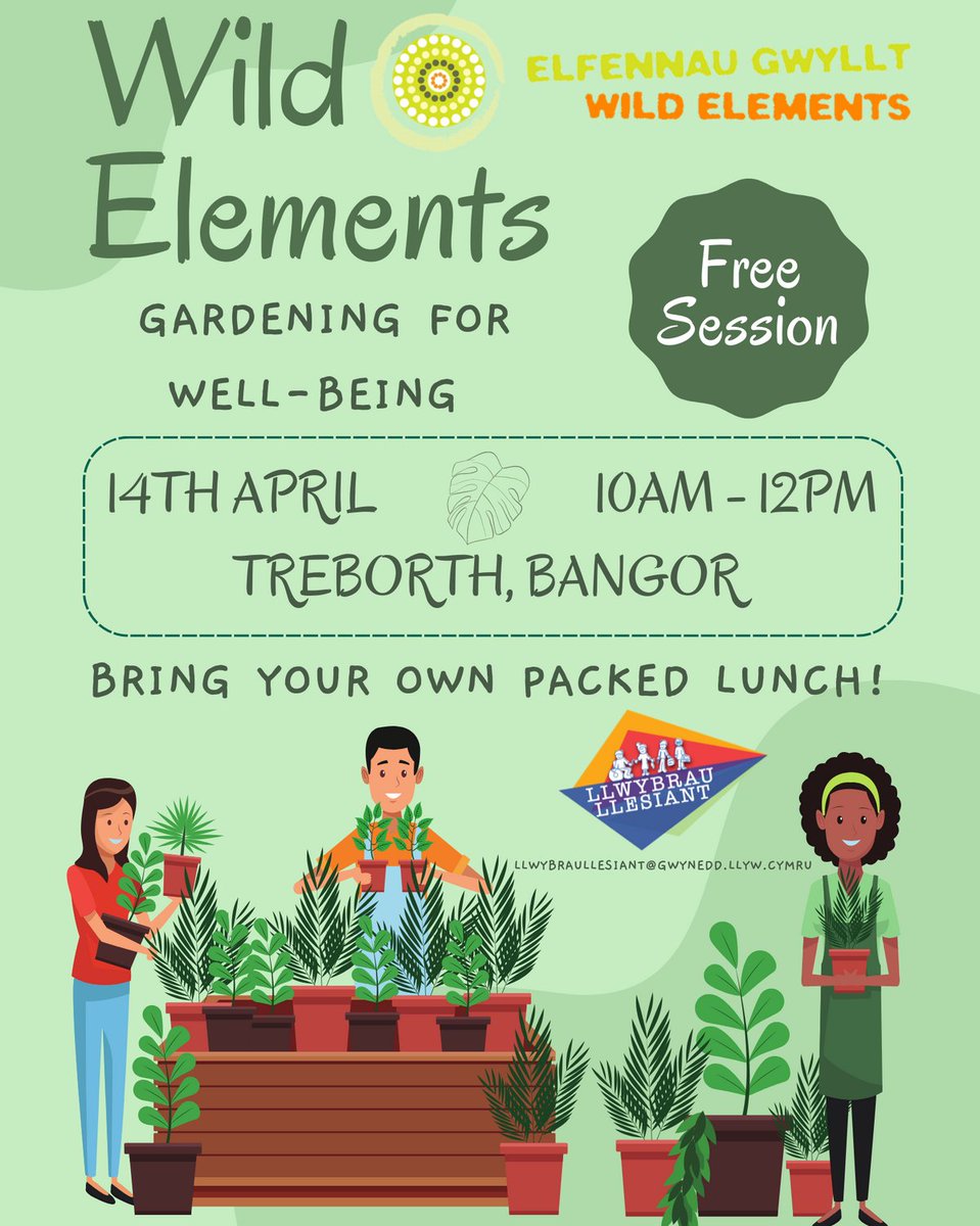 Sesiwn gyda Wild Elements yn Treborth, Bangor!
Sesiwn am ddim am ar agor i bawb!
Dewch a bocs bwyd eich hunain

📅 Ebrill 14
⏰ 10:00yb - 2:00yp
📌Treborth Gardens, Bangor

A session with Wild Elements in Treborth, Bangor!
📅 April 14
⏰ 10:00am - 2pm
📌Treborth Gardens, Bangor