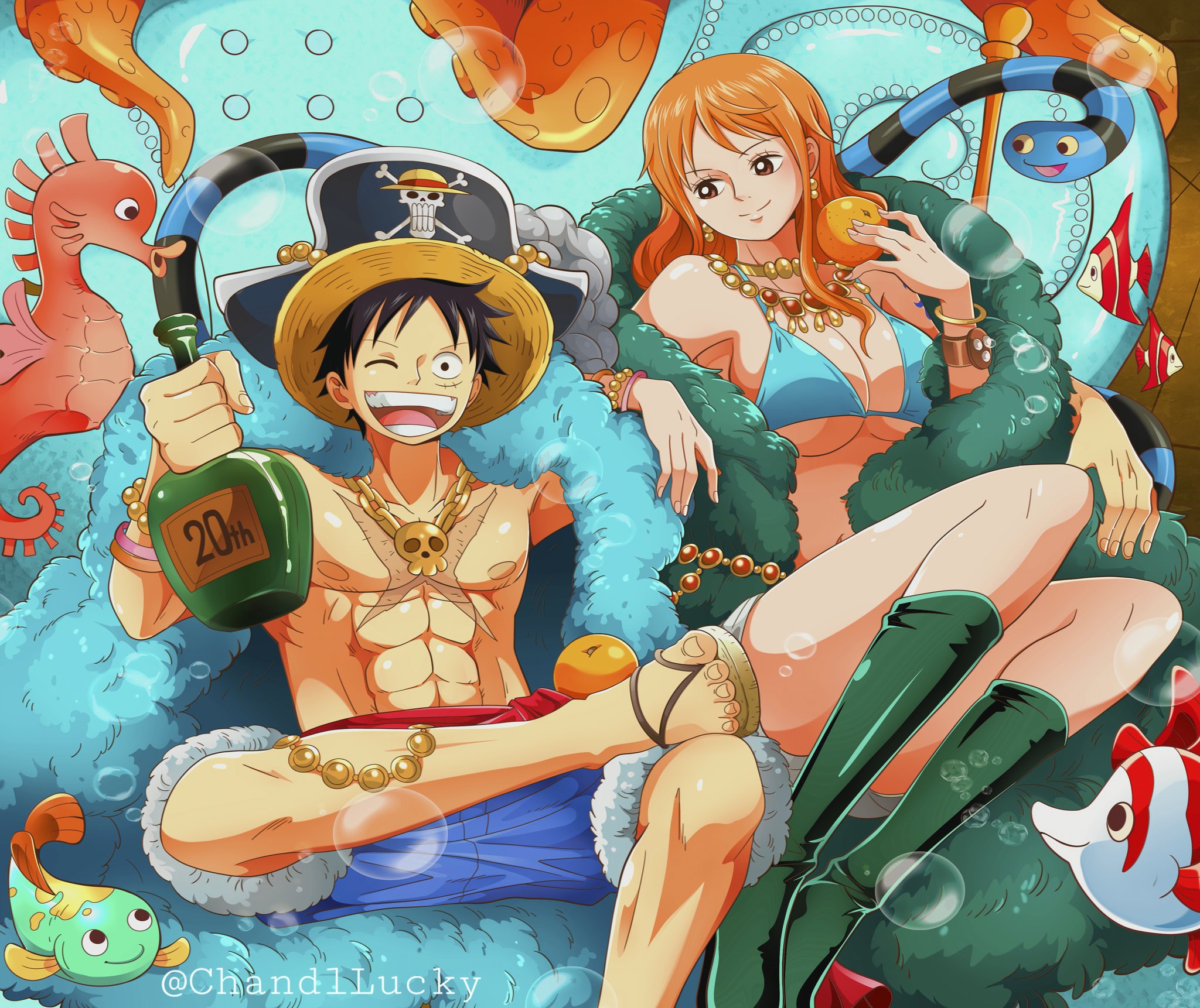X 上的daily lunami 👒🍊：「just luffy taking care of nami when she