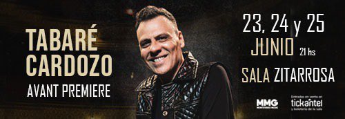 Se vienen cosas en el mes de junio! 
Tabaré Cardozo 23,24 y 25 de junio en Sala Zitarrosa 
<a href="/faroguia/">Ernesto Muñoz</a> <a href="/Tickantel/">Tickantel</a> <a href="/SalaZitarrosa/">Sala Zitarrosa</a> <a href="/MMGDIEGOM/">Diego Martínez</a>