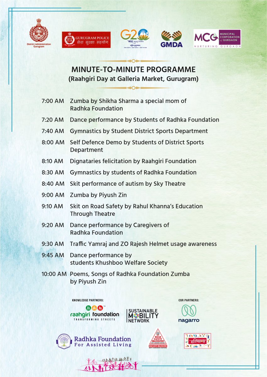 Checkout the Minute to Minute Programme of the Raahgiri Day being organised on 2nd April 2023. Come and Join us at Galleria Market, Gurugram this Sunday!

#WorldAutismAwarenessDay #Raahgiri #Gurugram