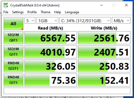 brencass86's tweet photo. @snowyweston Think you either need a new storage drive or a new machine :|

This is from a machine I built in 2021 which uses PCIe 4.0 nvme storage https://t.co/zHsUqOj5Sn
