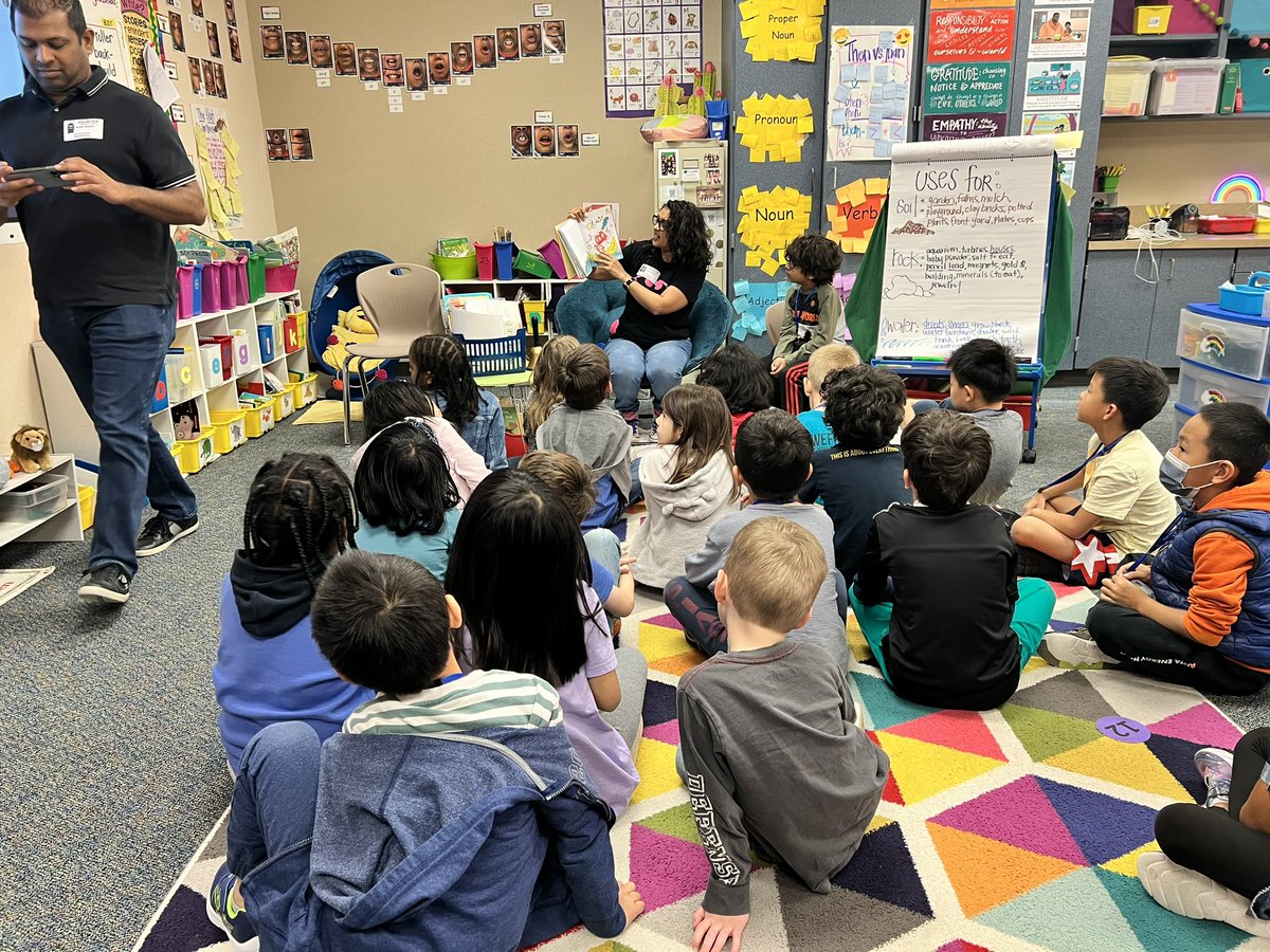 We love having two for the price of one mystery readers come today! Thank you Mr. &amp; Mrs. Nirghen for coming to read to us this morning! To make things even better, they chose to read a Dr. Seuss book in honor of Dr. Seuss’s birthday week this week! #DrSuess #twehowl <a href="/TWEHowl/">Tom Wilson Elementary</a>