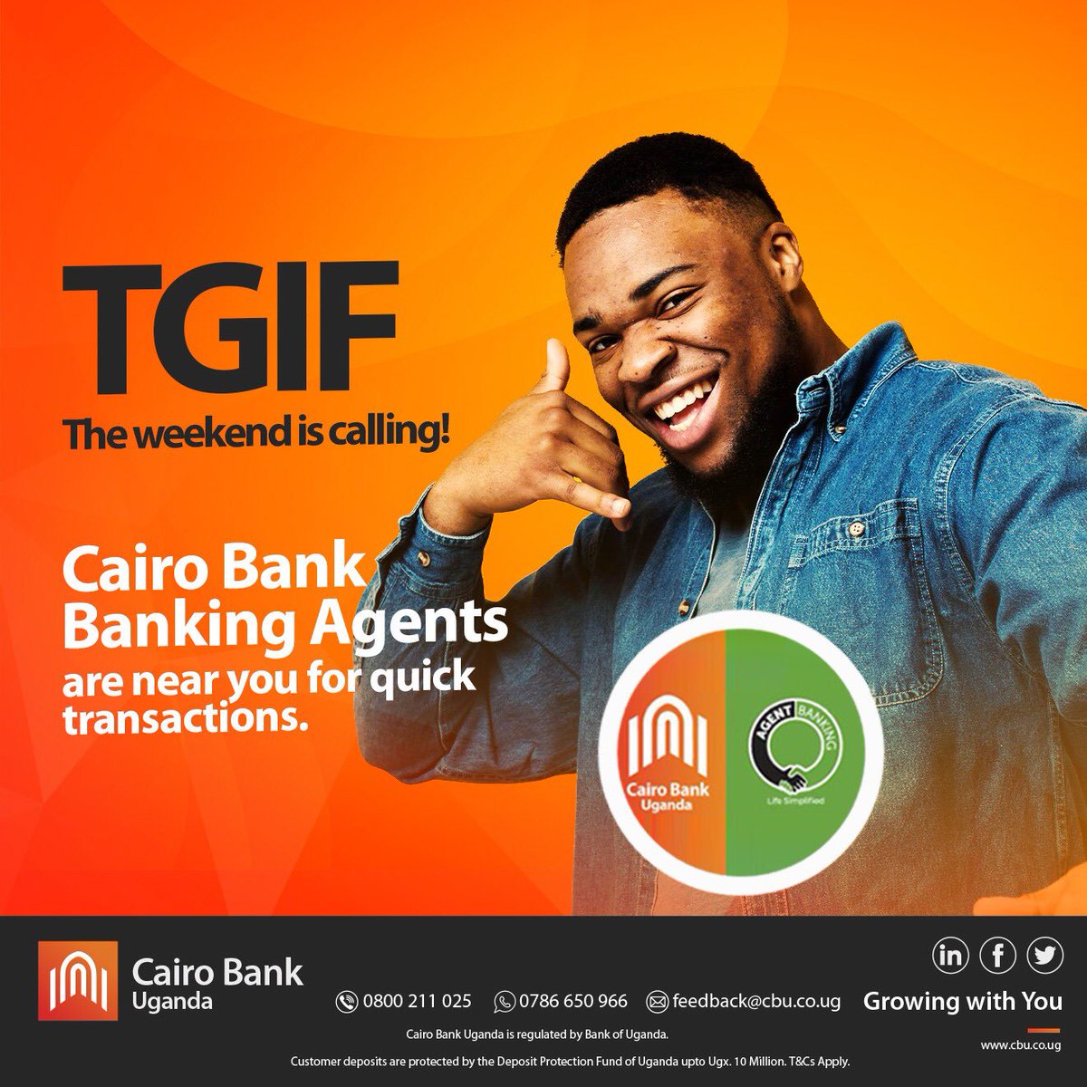 CairoBank's tweet photo. It’s a Friday & the weekend is calling 📞
Don’t run into a scarcity! Keep on the go with the Cairo Bank Banking Agents.
🔗https://t.co/CUEet52Dze
#CairoBank #CairoBankBankingAgent #BBTitans #BBTitians2023 #banking #bankingagent #FridayFeeling https://t.co/z6MV3CqWpu