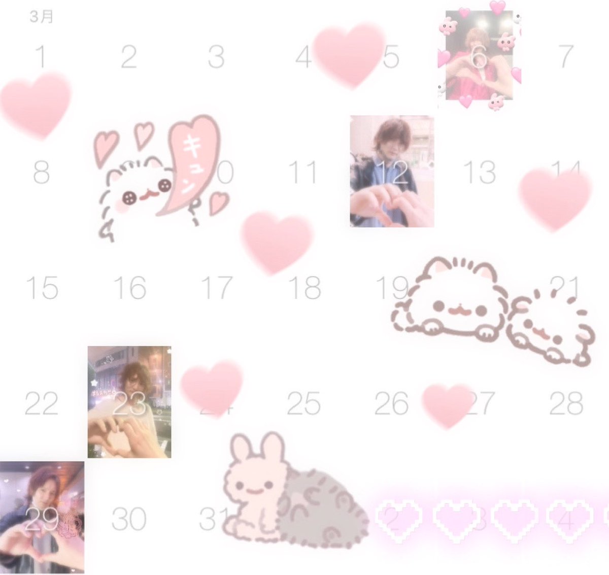 xo7chu's tweet photo. 💖3月💖カレンダースカスカでスタンプいっぱいはった！きまず！3月はぱーてぃーちゃんもゅたん現場もパラステもるどぶきリリイベもあってDD人生すーごい充実してたなー🌸とおもいます❣️パラステvol.3見たいな🥺💖その時はぱーてぃーちゃんと回せるスケでお願いします❕⭐️まいにちしあわせ❕らぶ💘 https://t.co/BWx4FInQvT