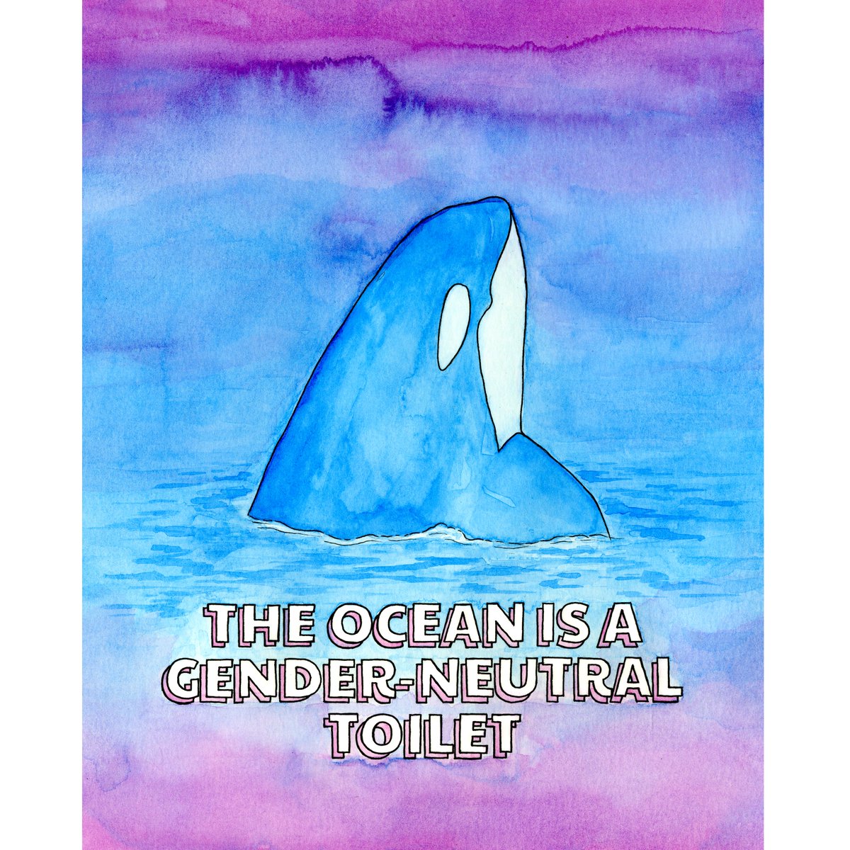 I painted this for #TransDayOfVisibility after a transphobe sabotaged a charity art auction I was doing for Sea Shepherd UK. I couldn't understand why terfs would be so mad about a charity that protected sea life until it dawned on me...