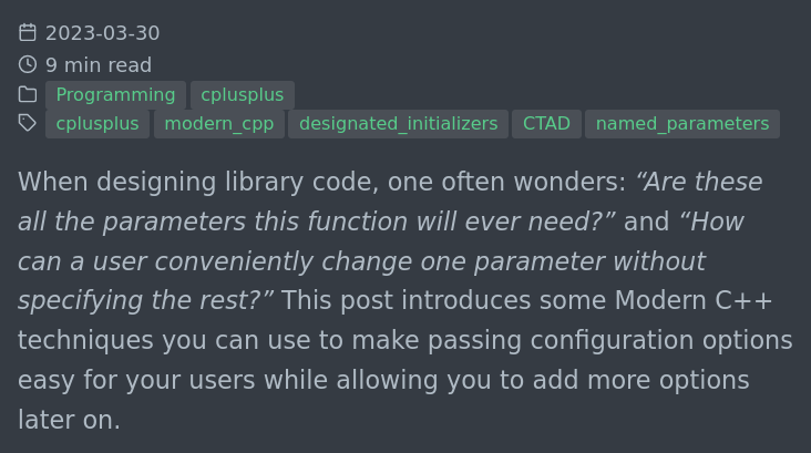 __h2__'s tweet image. I finally managed to write a blog post again:
| Configuring algorithms in Modern C++
| hannes.hauswedell.net/post/2023/03/3…
| #cplusplus #cpp @meetingcpp