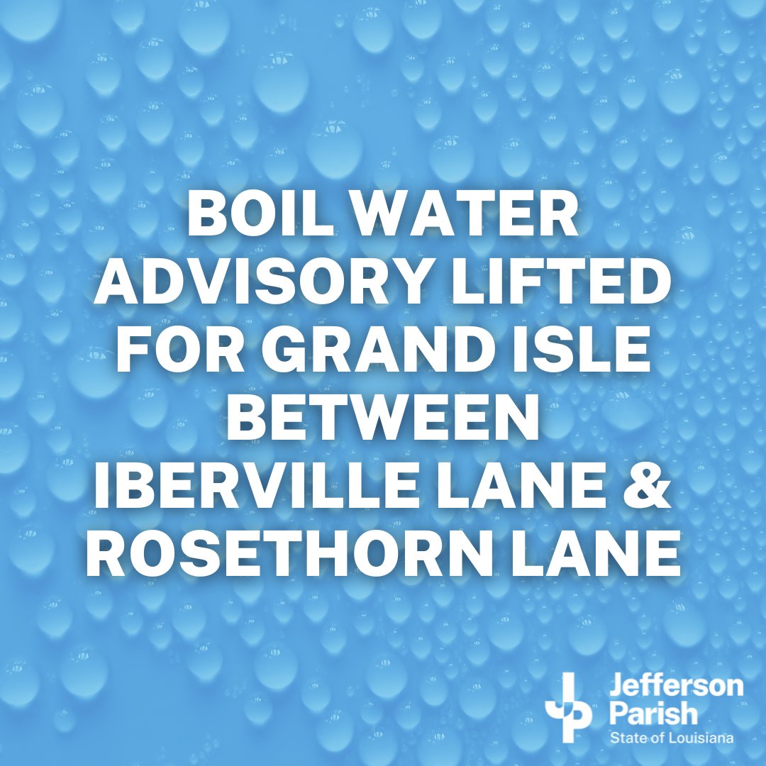 Jefferson Parish on Twitter "In conjunction with the LADeptHealth, the Water Department is