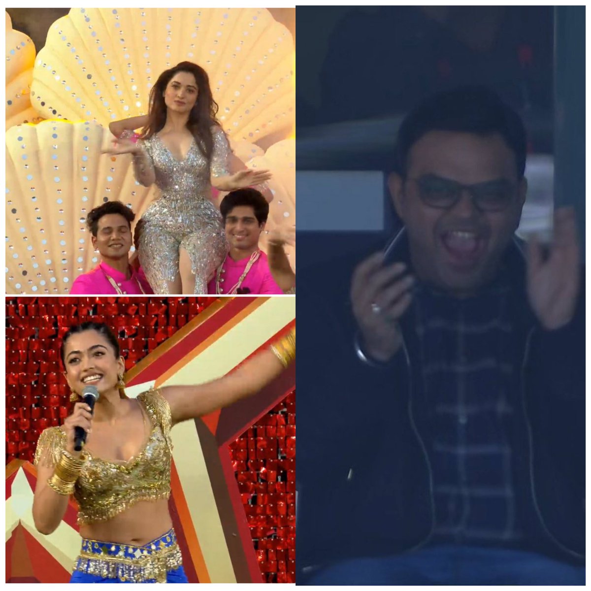 pavan_hpmanu's tweet photo. Jay Shah's reaction after watching Tamanna Bhatia & Rashmika Mandhana.
#IPL2023OpeningCeremony #IPL2023 #RashmikaMandana #Tamanna #iplopeningceremony #Fan2play https://t.co/ui6mSmYAjp