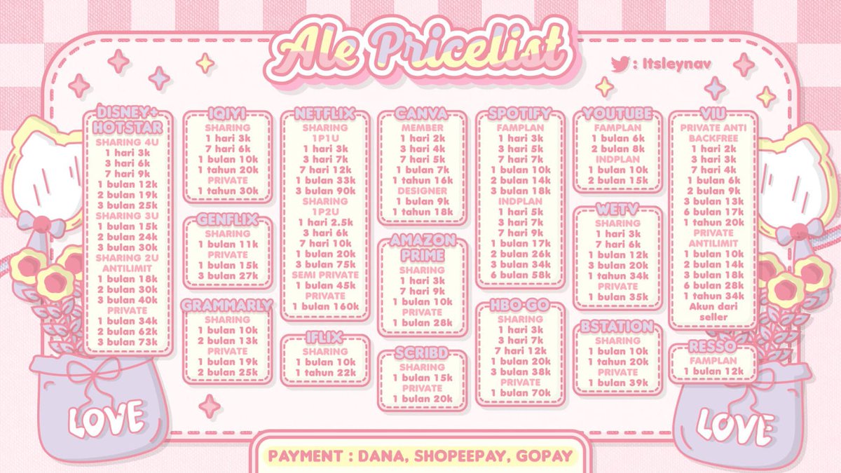 Itsleynav's tweet image. hal0o!! welcome to ale store!
here's available premium application with affordable price🍭💕

💳 : dana, spay, gopay, qris
☎️ : wa.me/62895380773636