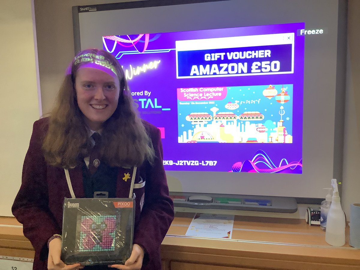 FHSDigiLeaders's tweet image. Congratulations to Lucy who won a recent ⁦@dressCodeHQ⁩ coding competition and also picked up her prize from the Cyber Lectures. 

Voucher to spend on Amazon and a ⁦@divoom⁩ Pixoo 🥰🥳🎉
#weareFHS #FHSDigiLearn