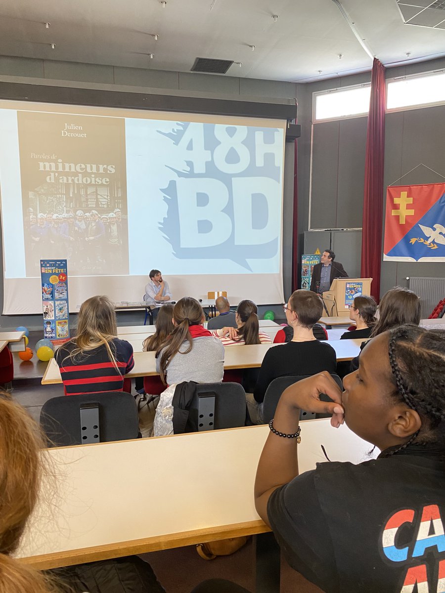 🏁Lancement de la 3ème édition des #48HBD à #Mongazon pour nos lycéens en présence de <a href="/JulienMoca/">Julien Derouet Moca</a> 
#angers #BD