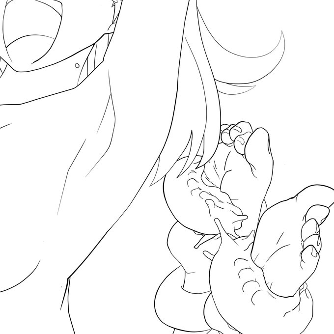 一番最初に公開した絵と完成後の絵。
制作秘話ですが、ナメクジの表面は本物のナメクジの画像から合成して作った筆で描きました。 