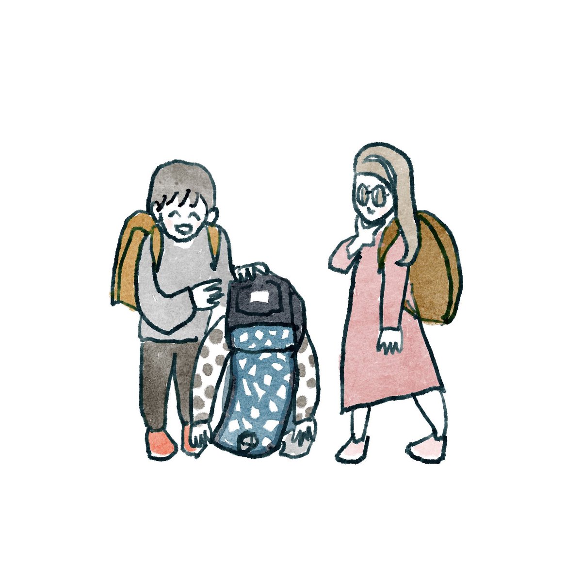 「新1年生たちとランドセルの写真を撮ったら、こういう写真が多数撮れていた。 」|emiのイラスト