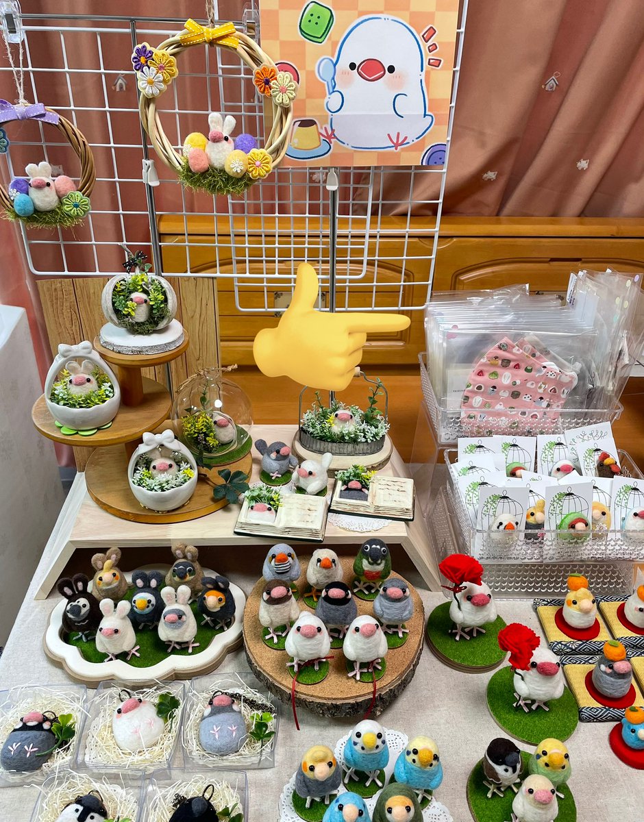 コトリブローチはこの先サイズや金具の変更を予定しており在庫分20羽を
800円→600円にて販売いたします♪

鳥柄ハンドメイドマスクも在庫分を販売価格の半額！にいたします♪

ブローチもマスクも各おまとめお迎えでさらにお値引きもします😙
　#鳥フェス名古屋