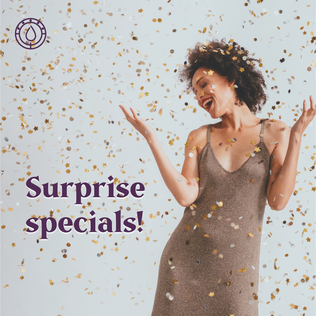 Enjoy these incredible deals with our Aestheticians: 

💜 20% off  facials & chemical peels 
💜 Emsella - buy 4 get 2 free ($400 value) 
💜 Celluma light therapy - buy 1 treatment get 1 free ($50 value) 
💜 Evoke 30% off ($600+ value) 
💜 20% off full priced skincare products