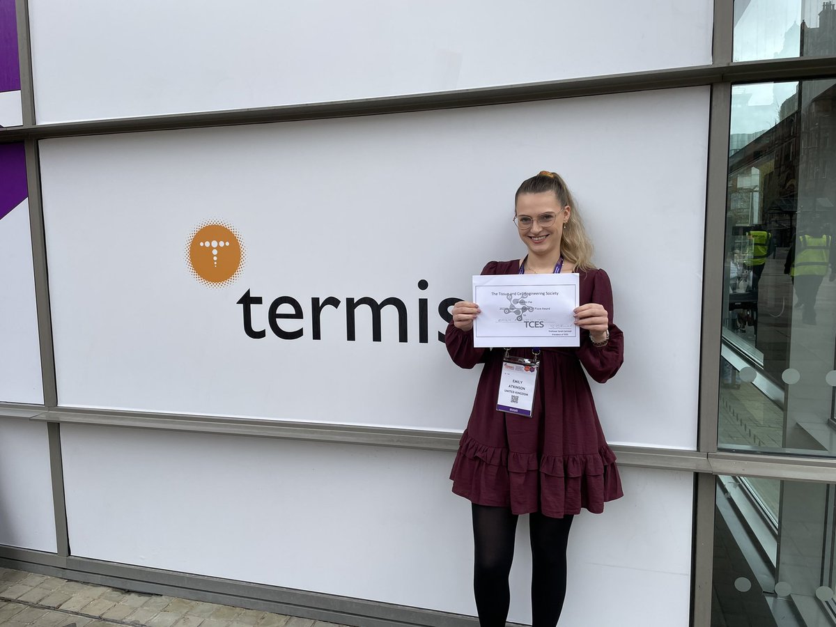Emily Atkinson (@emilyaatkinson) on Twitter photo Thrilled and grateful to have won first place in the TCES poster award at <a href="/TermisEU2023/">TERMIS EU 2023 Manchester</a> this year! I saw so many great posters and I’ve left the conference feeling inspired by the upcoming, exciting research. <a href="/tissuecell/">TCES</a> <a href="/PhillipsLab/">James Phillips</a> Thrilled and grateful to have won first place in the TCES poster award at <a href="/TermisEU2023/">TERMIS EU 2023 Manchester</a> this year! I saw so many great posters and I’ve left the conference feeling inspired by the upcoming, exciting research. <a href="/tissuecell/">TCES</a> <a href="/PhillipsLab/">James Phillips</a>
