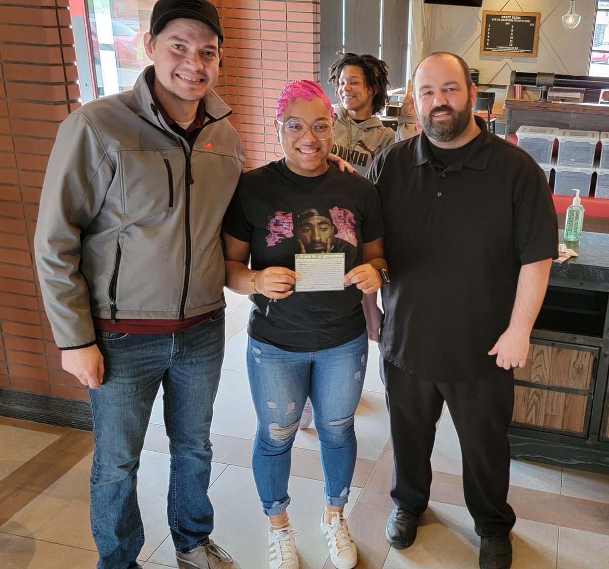Hey <a href="/Chilis/">Chili's Grill & Bar</a> help us congradulate our first team member to recieve an ATL here in Roanoke! Tori has been essential in every part of the hiring center here and couldn't do what we do without her!