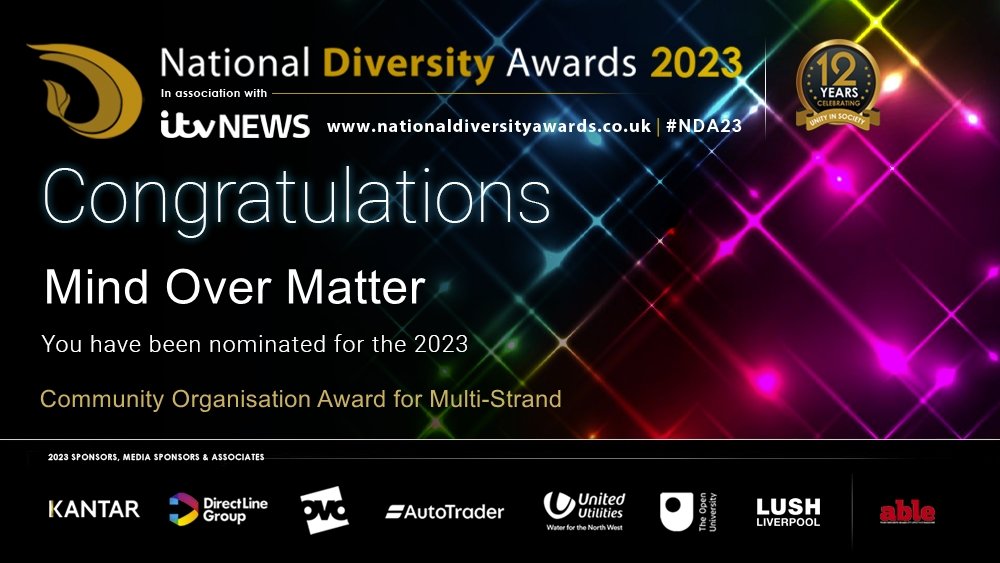 We are very honoured to have <a href="/mindmatterldn/">Mind Over Matter Arts CIC (LDN)</a> <a href="/mindmattermcr/">Mind Over Matter Arts CIC (MCR)</a> nominated for the Community Organisation Award <a href="/ndawards/">National Diversity Awards</a> 2023!

If you would like to vote for us you can do so via the link below 🥳

Thank you for the recognition and all the continued support ❤

nationaldiversityawards.co.uk/awards-2023/no…