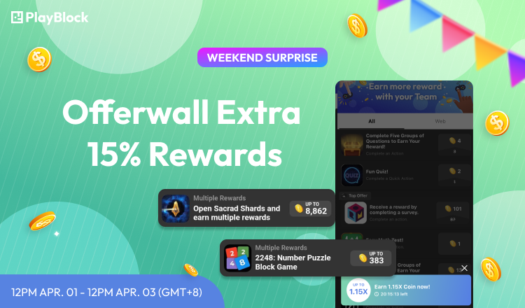 playblockapp's tweet photo. <Offerwall Extra 15% Rewards>
Players, come to earn MORE USDP by completing the tasks of Offerwall! All the USDP you earn can be withdrawn immediately or converted to Play tokens. https://t.co/XWbz5GXKCa