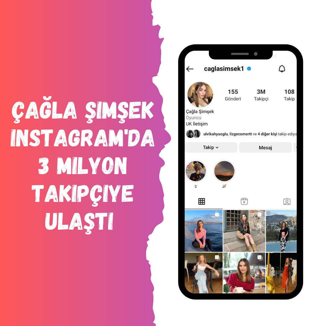 #ÇağlaŞimşek instagram hesabında 3 milyon takipçiye ulaştı 🙏✨