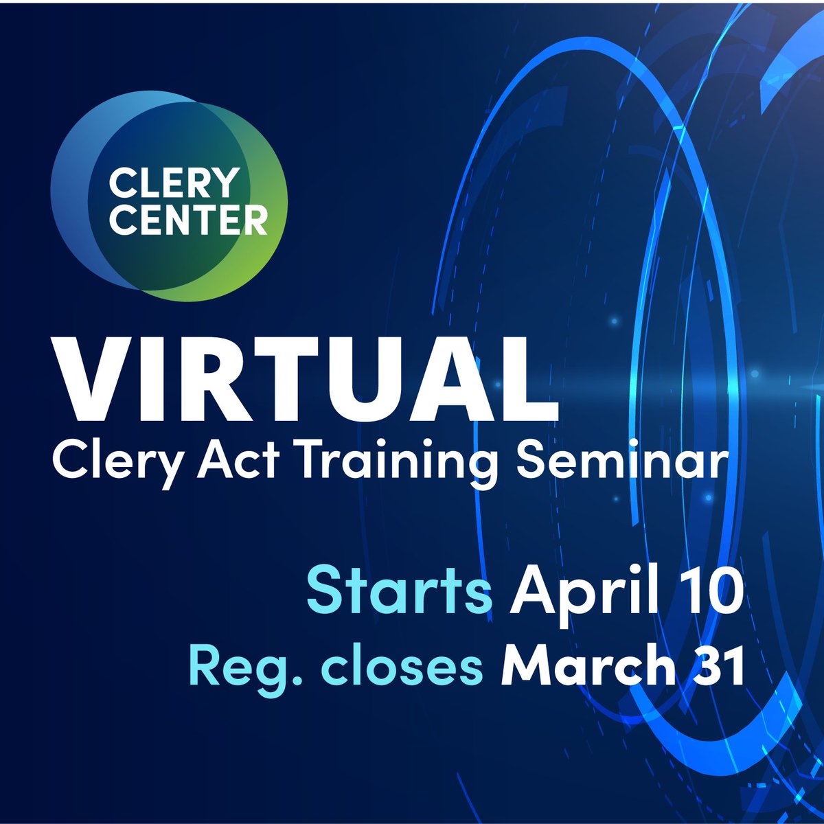LAST CHANCE! ⏰ Virtual Clery Act Training Seminar registration closes TODAY: ow.ly/Y0Gj50NoX4x