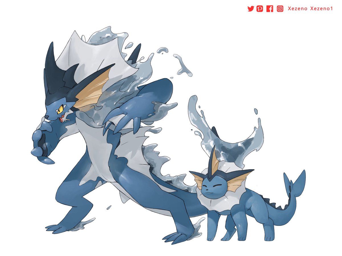 vaporeon pokemon (creature) no humans water white background standing closed eyes closed mouth  illustration images