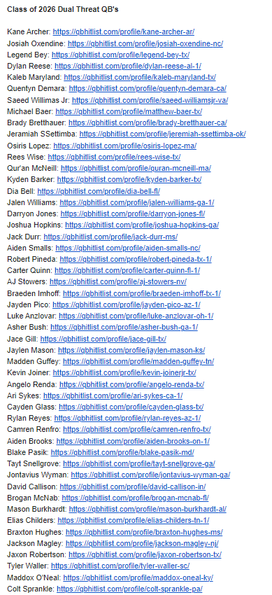 QBHitList's tweet photo. ☑️Round 3...Over the next week we'll be sending @QBHitList Premium QB's profile/film out to all D1 schools.
Class of 2026 QB's went out today!!!
👍🏽We'll get you noticed!
#GetPremium
⏩⏩⏩https://t.co/hE9RRpOnHk https://t.co/gT2CbjhZTl