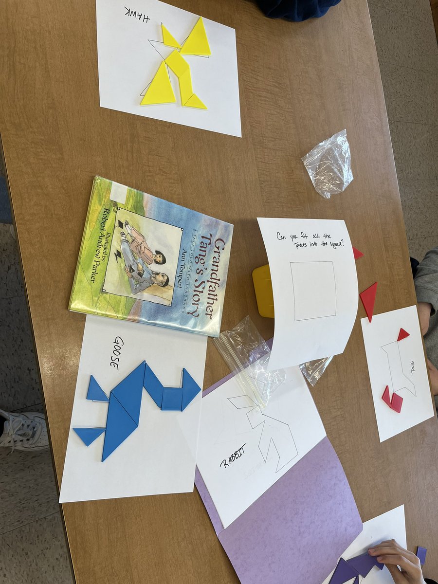Friday before Spring Break - we are reading folktales, talking about central messages, and having some tangram fun in Library! @WCSDEmpowers @MyersTigersRoar @ASchout10 #wcsdlibs #tangrams #funfriday #readyforspringbreak