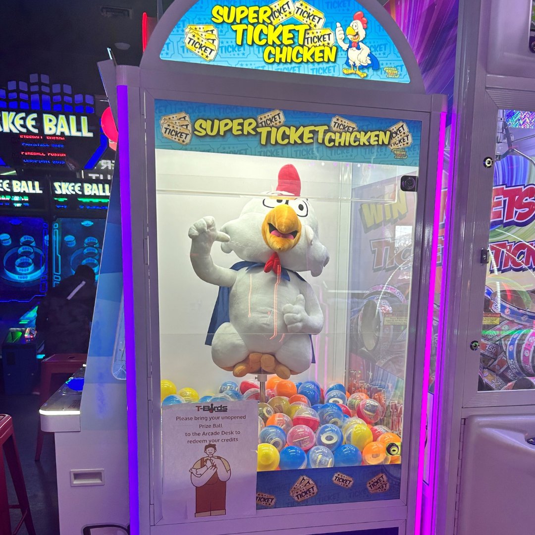 T_Birds_'s tweet photo. T-Birds Food Fun Games introduced five new games to the arcade floor this week! 🕹️

Whack A Clown,🤡 Perfect 10,🔟Lil' Winners🏆 and Super Ticket Chicken🐔 offer up new chances to win and have a blast. 
 T-Birds - 2140 Currie Boulevard. Open early @ 10 am - today and tomorrow https://t.co/kir2HoHz78