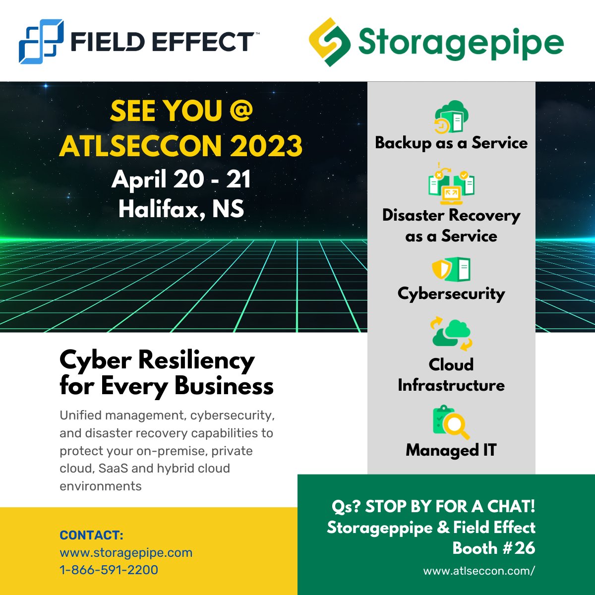 storagepipe's tweet photo. Join us at #ATLSECCON (booth #26) on April 20th &amp; 21st to learn more about #UnifiedManagement, #Cybersecurity &amp; #DisasterRecovery capabilities to protect #on-premise, #PrivateCloud, #SaaS &amp; #HybridCloud.

Contact us: https://t.co/BJQWRg0DpC 

Register: https://t.co/5xExEPJEkL https://t.co/Hc8ER4g6Cx