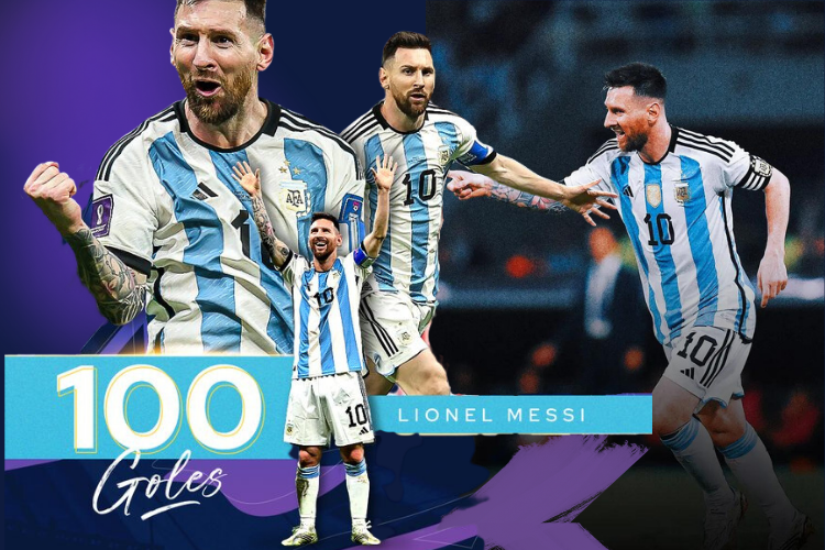 SportsBuda's tweet photo. History has been made! Lionel Messi from Argentina has scored his 100th goal, paving the way for football greatness and immortality. ⚽🏆

To read more, click here⬇️⬇️👇
https://t.co/eymqQNdQD4

 #Messi #FootballLegend #Argentina  #Sports  #SportsNews #SportsUpdate #LionelMessi https://t.co/LSNzLwt0hW