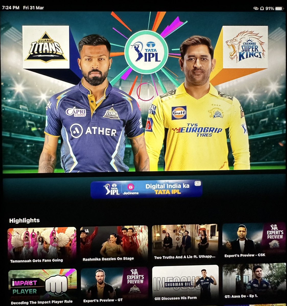 RaviAbhijit's tweet photo. @JioCinema lagging already. Don’t know about the rest of #TataIPL2023 ! 😤 #IPL #IPL2023 #JioCinema #Lags #Error #BroadcastError #WrongChoice #HotStarWasMuchBetter https://t.co/jVRXJx8nvy