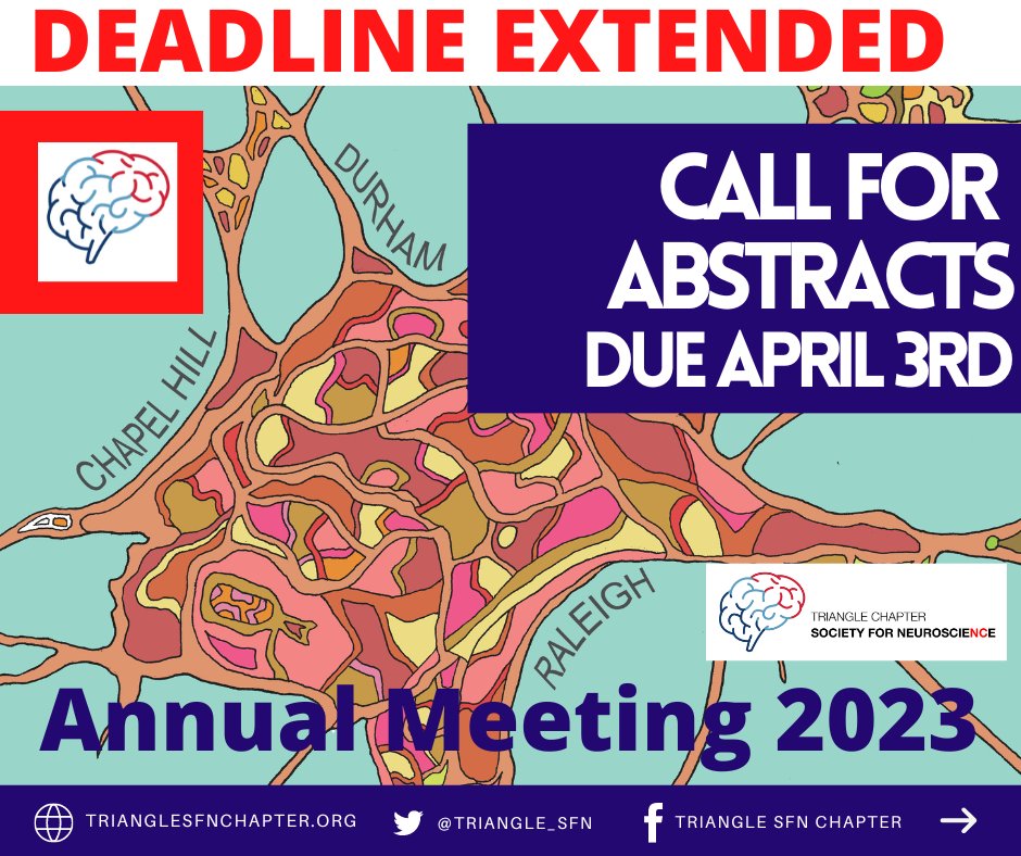 Triangle_SfN's tweet image. EXTENDED ABSTRACT DEADLINE APRIL 3rd! Travel Awards for Best Poster at 2023 Neuroscience Meeting on April 21st - mailchi.mp/31fb4aa478f8/e…
