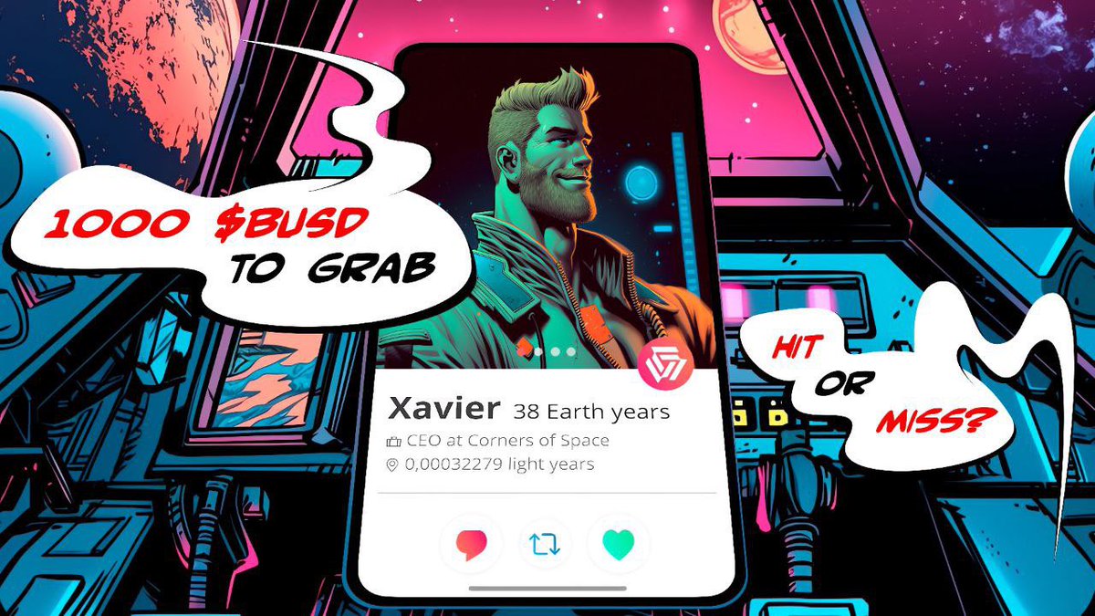 cornersofspace's tweet photo. Hit or Miss? Find a perfect match &amp; split 1000 $BUSD 👀

Even among billions of stars, it gets lonely sometimes. Help find our cap a match to spend light years with and get rewarded 🔥

Follow the thread to explore the rules or jump to Crew3 straightaway👇
https://t.co/Vrw0YHaUnh https://t.co/VwYAQx32Qg