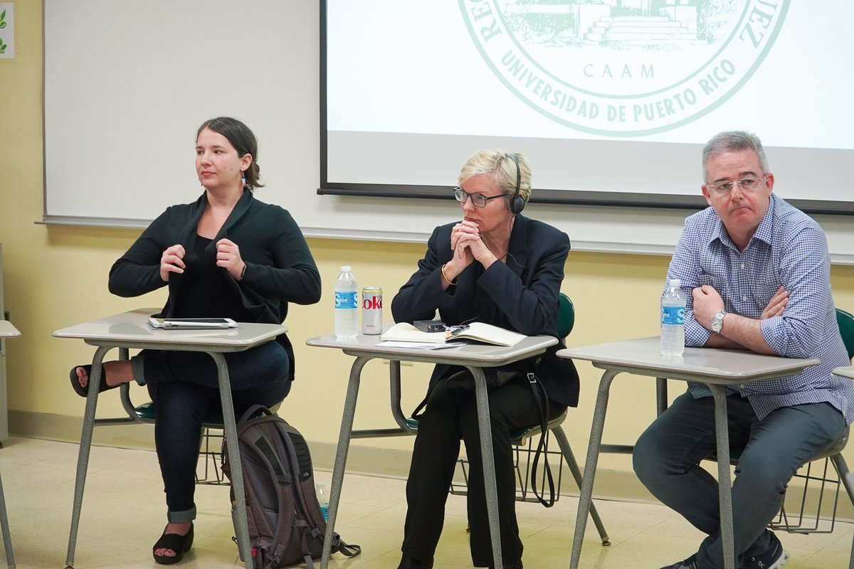 SecGranholm's tweet photo. Inspiring to hear from the next generation of clean energy leaders at the University of Puerto Rico Mayagüez (@uprm). Their feedback and stories are crucial to building a resilient and reliable power grid and a strong energy economy on the island for generations to come. https://t.co/RTFKc0Pisn