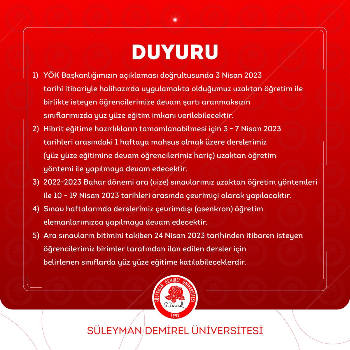 Öğrencilerimize Duyuru 📢