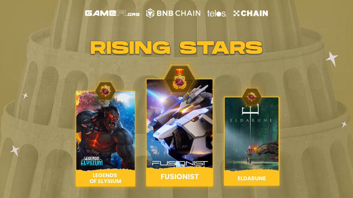 GameFi_Official's tweet image. Rising Stars of Race for Glory 🏆🏆

Congrats on the TOP 3 most-voted games by Judges &amp;amp; Community in #GameFi_Glory

🥇@fusionistio
🥈@LegendsElysium
🥉@PlayEldarune

Shout out to your achievements!

➡️ See the Hall of Fame: gamefi.org/events/race-fo…