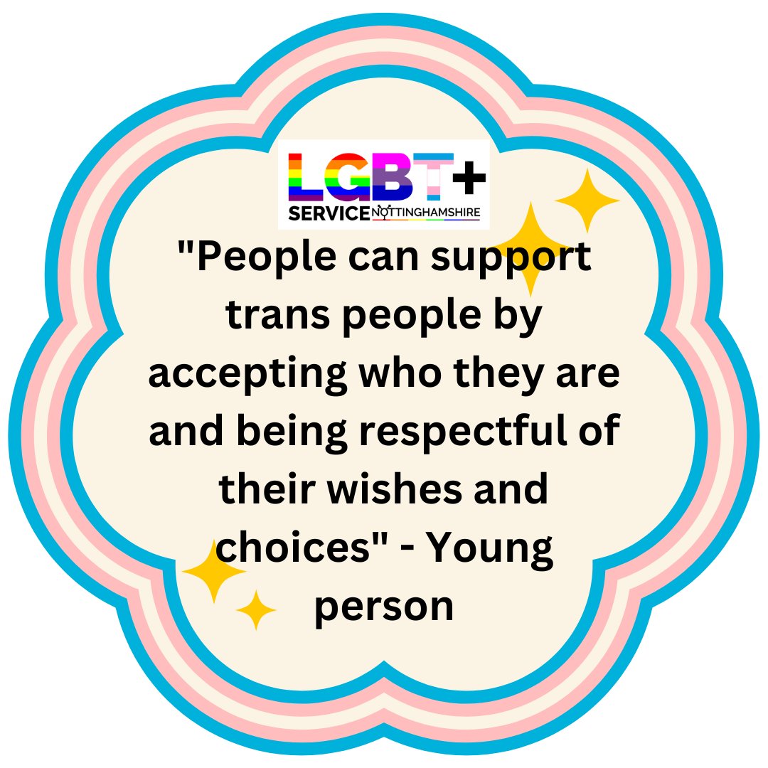 LGBTplusNotts's tweet image. Here are some quotes from Trans* young people who access LGBT+ Service Nottinghamshire, and this is what they would like to share about what Trans Day of Visibility means to them