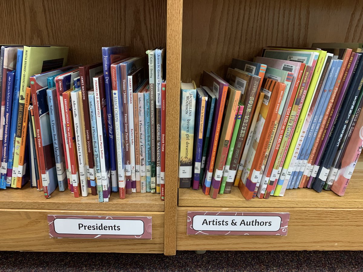 carolynvibbert's tweet photo. Name tag holders for shelf signs! Squeezing in this project before spring break! #LibraryMakeover Month is likely going to continue-I have a few projects I haven’t gotten to yet. #PWCSLibraries https://t.co/AHRyj6Oc30