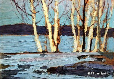 TTLastSpring's tweet photo. My sketch from yesterday lays drying on the dining room table. A birch postcard https://t.co/SYwRVQViFV