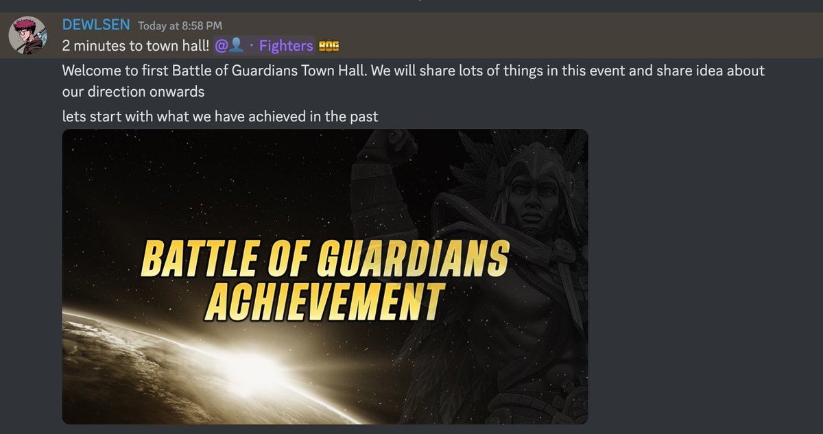 BOG_Official_'s tweet photo. 👀Sneak peek community town hall👀
.
join BOG discord : https://t.co/VVZw1OKjMu
.
#BattleofGuardians #CommunityTownhall #BOGEvent https://t.co/hqdGckSoXT