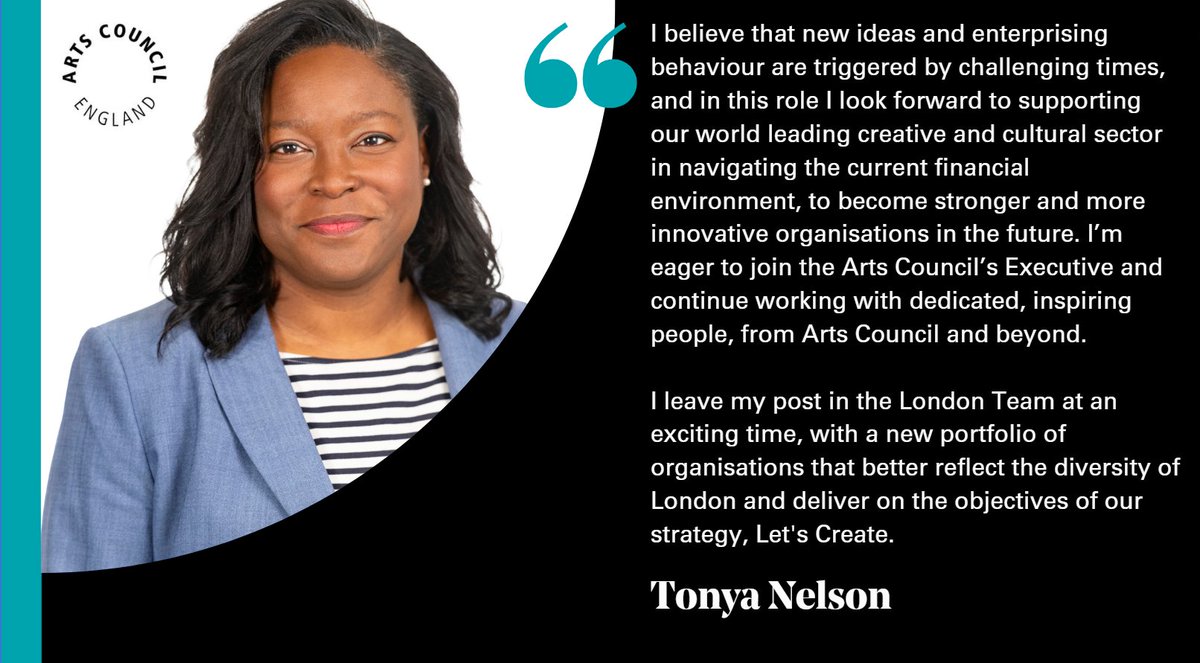 Arts Council England (@ace_national) on Twitter photo NEWS: We're very happy to announce <a href="/TheTonyaNelson/">Tonya Nelson</a> will be taking up the role of Executive Director, Enterprise and Innovation. 
Currently <a href="/ace__london/">Arts Council England, London</a> Area Director, we look forward to Tonya joining our Executive Board in July.
More info: artscouncil.org.uk/creative-matte…
#LetsCreate NEWS: We're very happy to announce <a href="/TheTonyaNelson/">Tonya Nelson</a> will be taking up the role of Executive Director, Enterprise and Innovation. 
Currently <a href="/ace__london/">Arts Council England, London</a> Area Director, we look forward to Tonya joining our Executive Board in July.
More info: artscouncil.org.uk/creative-matte…
#LetsCreate