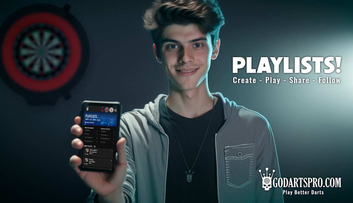 GoDartsProCom's tweet photo. Try the new Playlist feature on GoDartsPro!
Create, play, share, and follow other members' playlists! It'll make your training more structured and less random. π―
π https://t.co/x1tk6QahJi π
#darts #playdarts #dartstraining #dartspractise #dartscoach #virtualcoach #godartspro https://t.co/2ROsD8J8Hr