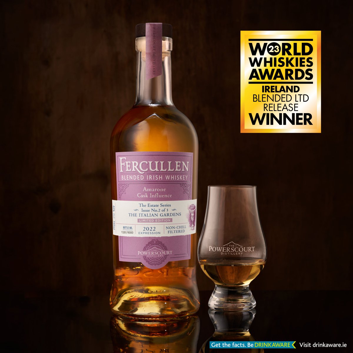 Double triumph at the prestigious World Whiskies Awards in London last night // 🏆 Best Irish Single Grain for our Distillery Select // 🏆 Best Irish Blended Limited Release for The Estate Series: The Italian Gardens.