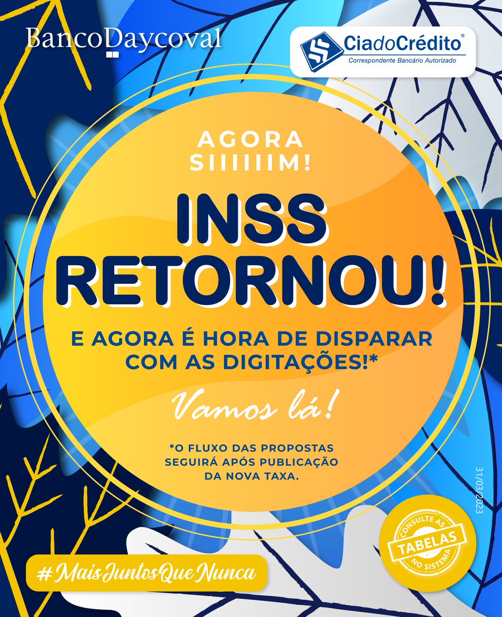 ciadocreditoofc's tweet image. Agora siiiim!! INSS retornou!! 🎉🎉
Vamos lá acelerar as vendas!! 🏃🏃‍♀
#CiaeDaycoval #INSS 
#CiaeVocê #MaisJuntosqueNunca